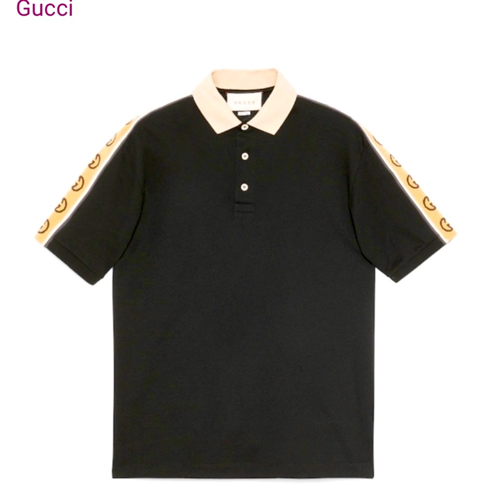 Men Gucci Polo Shirt With Interlocking G Stripe